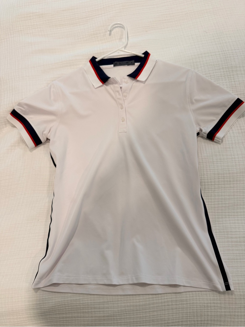 G/FORE White Polo Shirt with Red & Navy Trim - Women’s